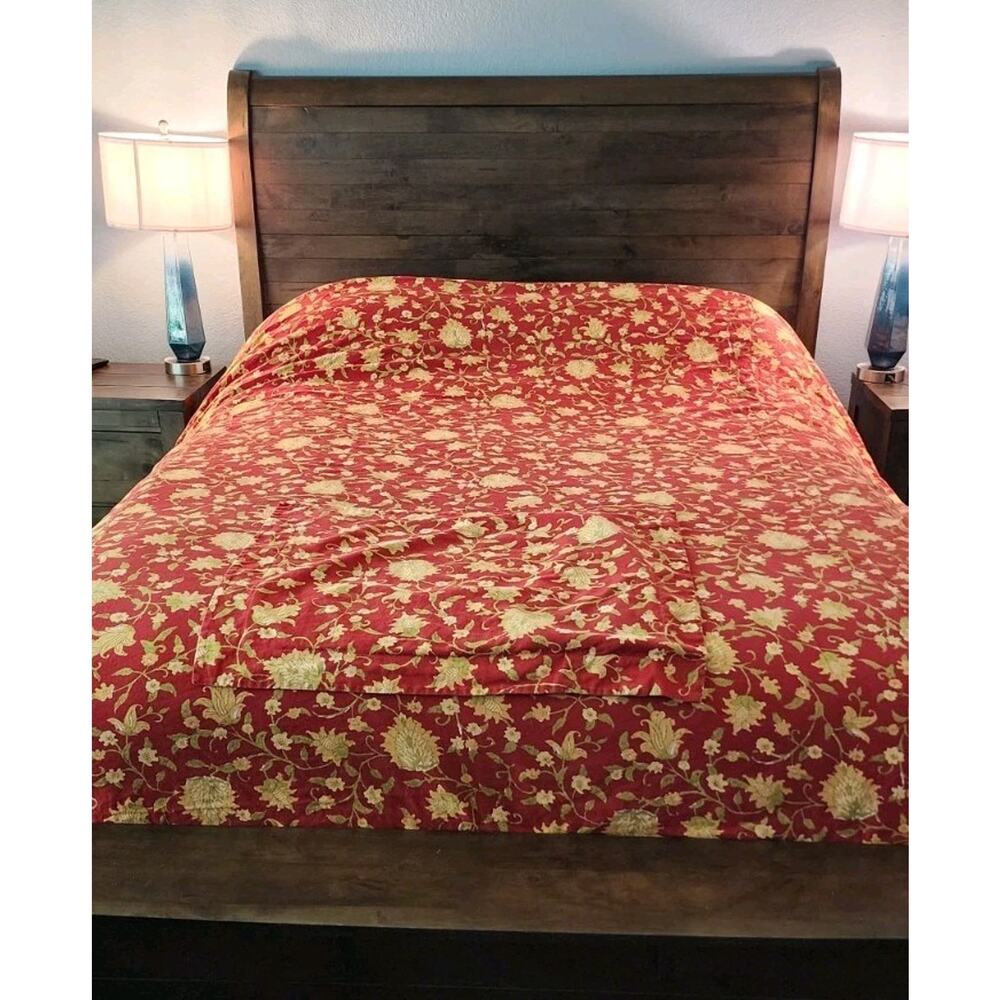 Pottery Barn Collette Vanessa Palampore Red Linen Blend Queen Full Duvet Sham - Picture 3 of 11